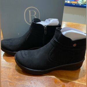 Bzees Black Ankle Booties with Low Wedge